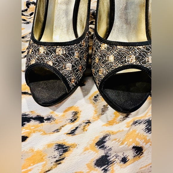 Caparros black and gold sparkling heels - Picture 6 of 10